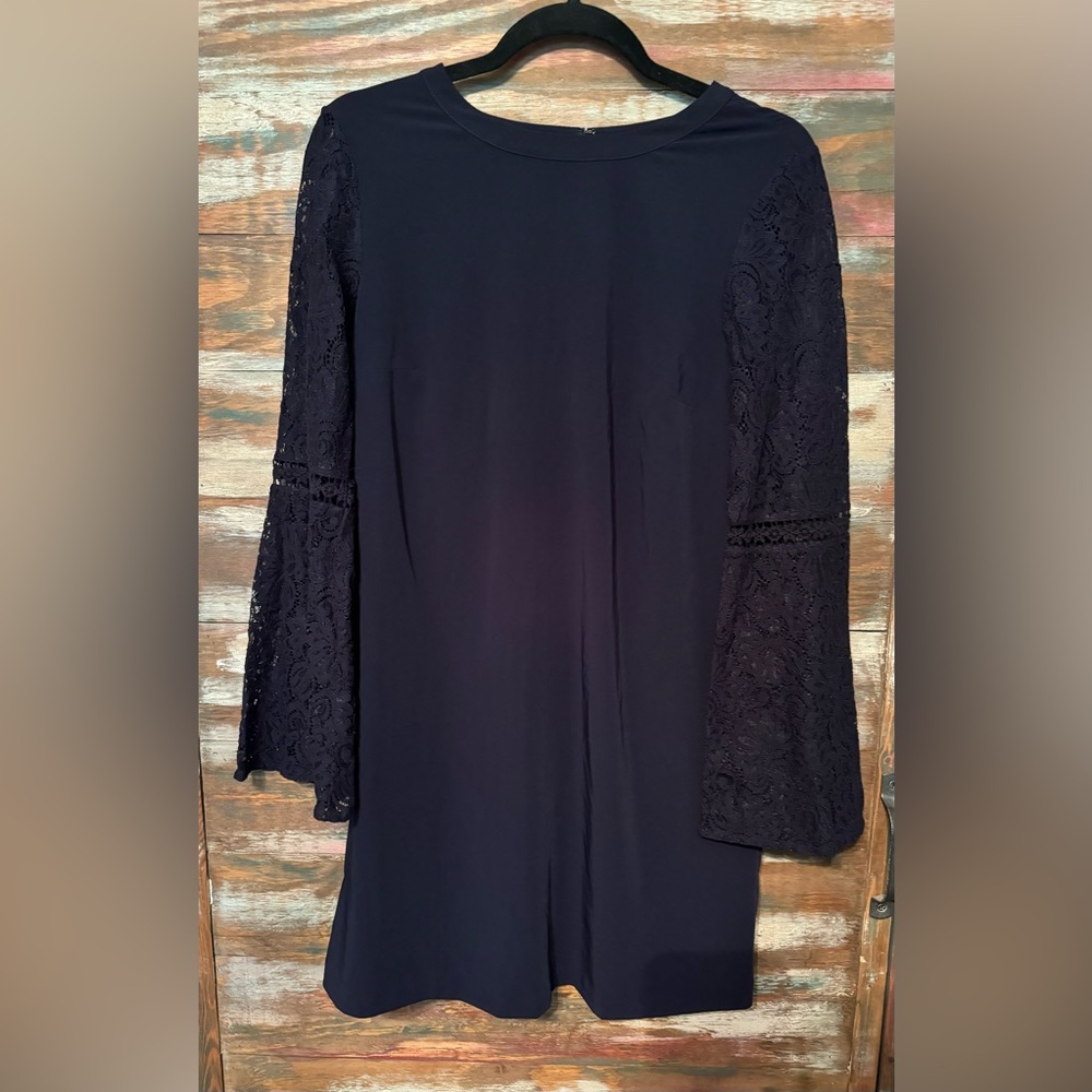 Loft Navy Bell Sleeve Dress